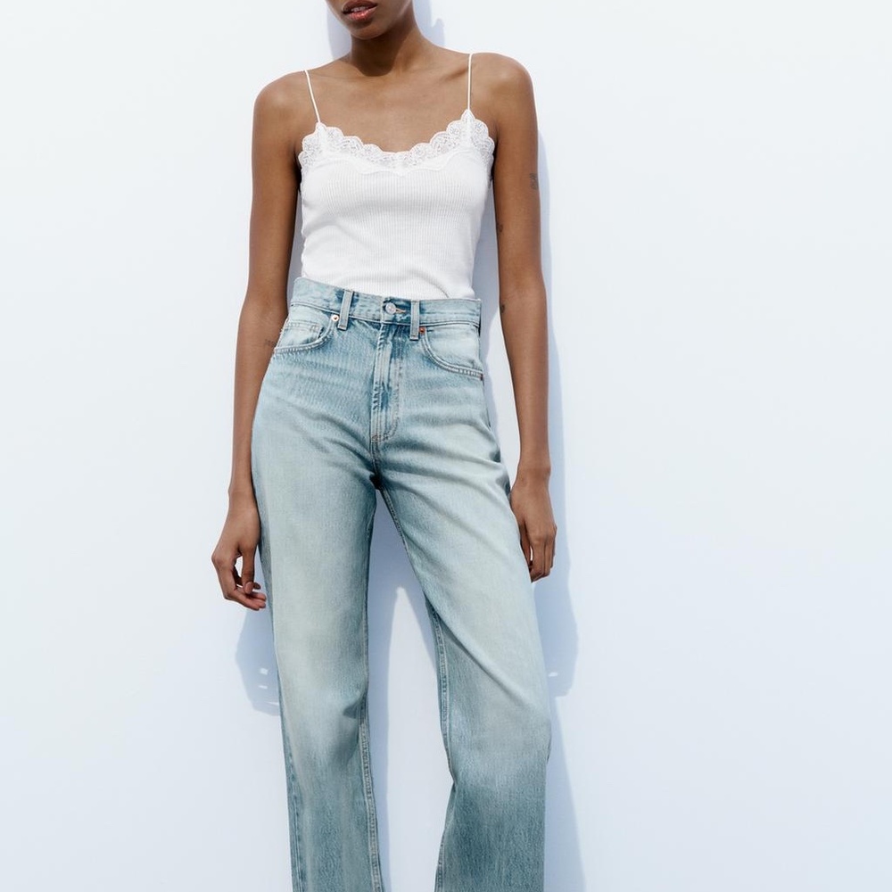 NWT ZARA TRF HIGH RISE WIDE LEG JEANS